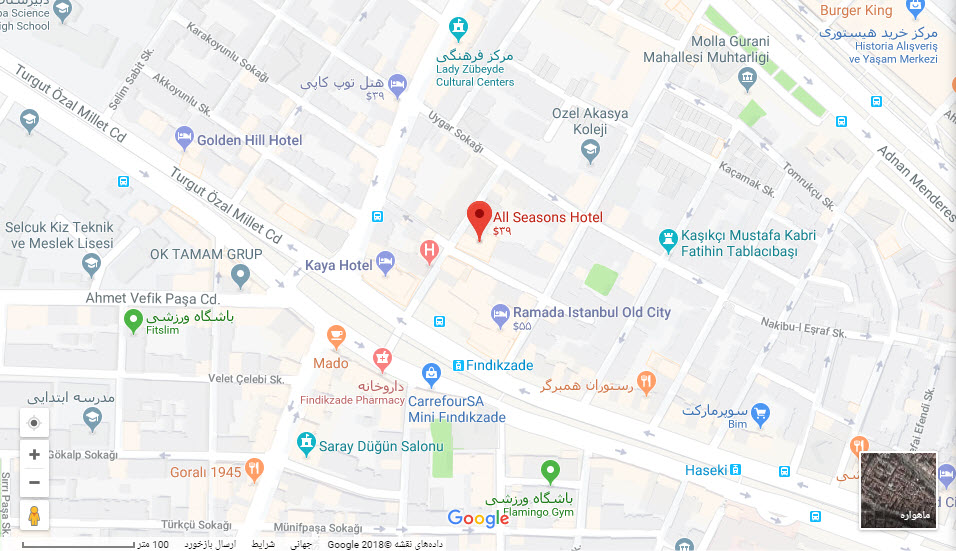مکان هتل آل سیزن بر روی نقشه گوگل
