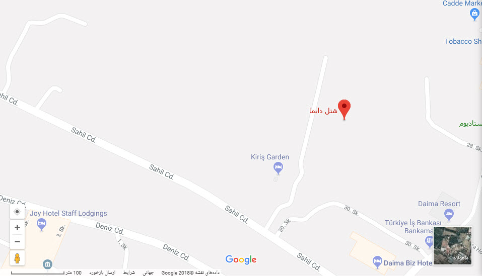 مکان هتل دایما بیز بر روی نقشه گوگل