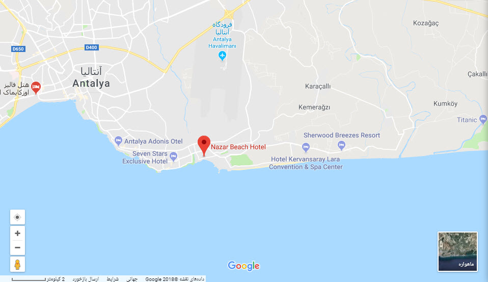 مکان هتل نظربیچ بر روی نقشه گوگل