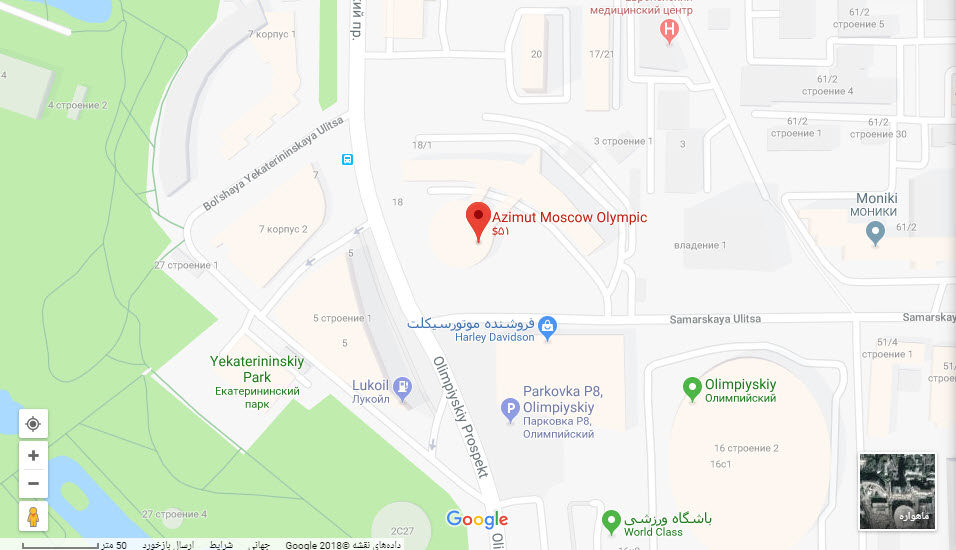 مکان هتل آزیموت بر روی نقشه گوگل