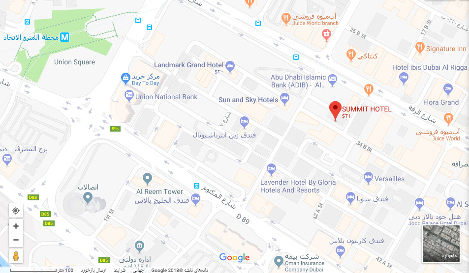 مکان سامیت هتل بر روی نقشه گوگل