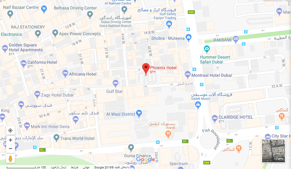 مکان هتل فونیکس بر روی نقشه گوگل