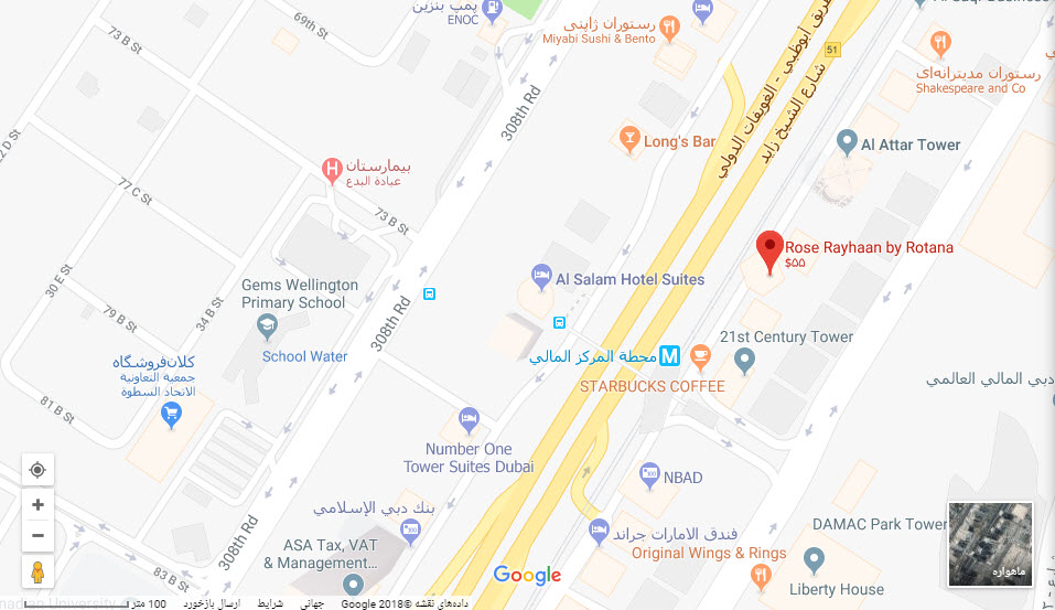 مکان هتل رز ریحان بر روی نقشه گوگل