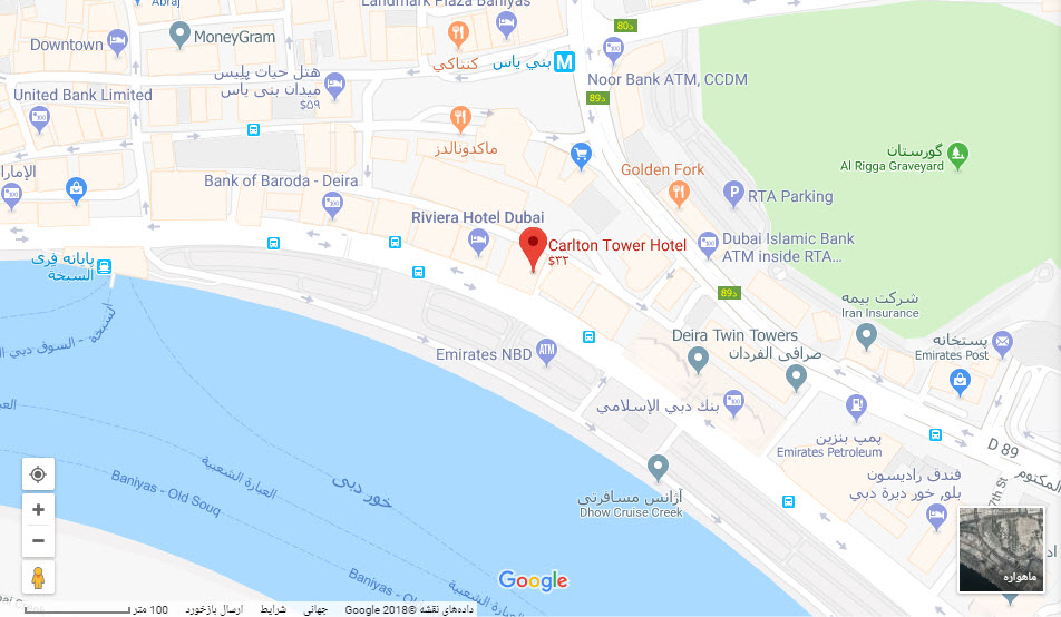 مکان هتل کارلتون تاور بر روی نقشه گوگل