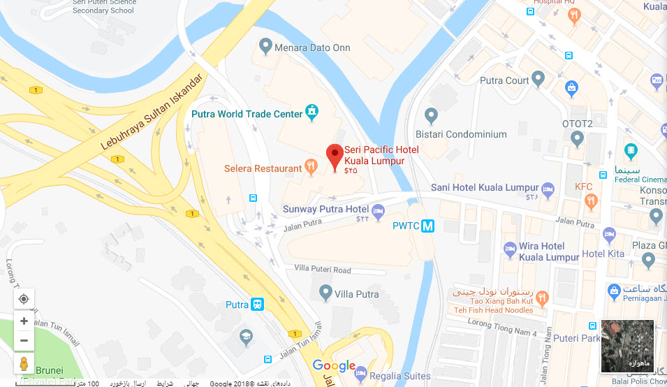 مکان هتل سری پاسیفیک بر روی نفشه گوگل