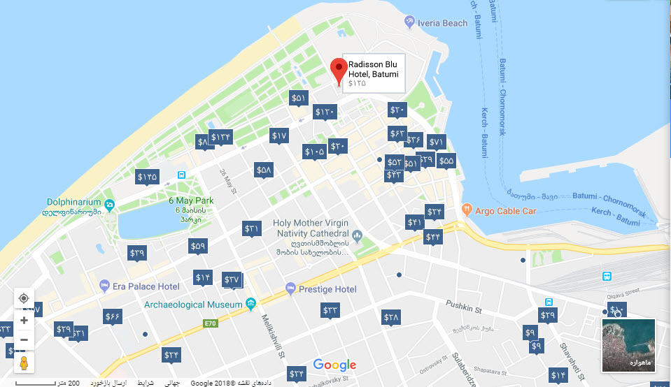مکان هتل رادیسون بلو بر روی نقشه گوگل