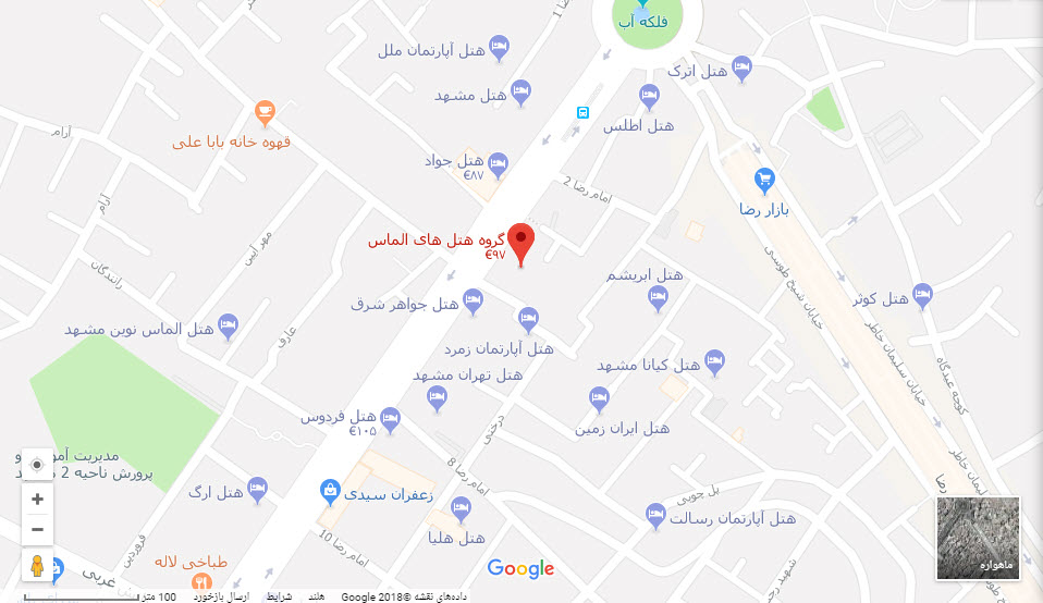 مکان هتل الماس 2 بر روی نقشه گوگل