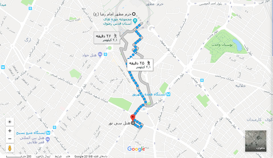 مکان هتل سی نور بر روی نقشه گوگل