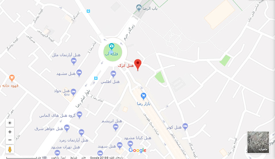 مکان هتل اترک بر روی نقشه گوگل