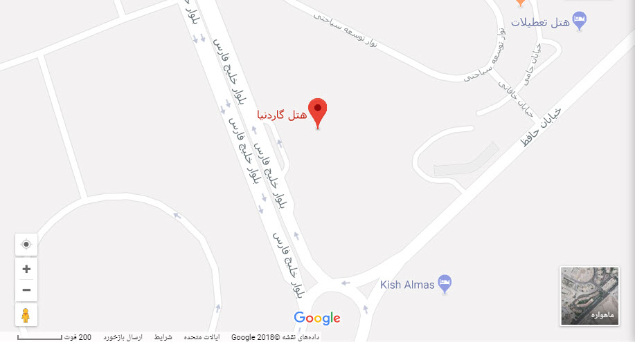 مکان هتل گاردنیا بر روی نقشه گوگل