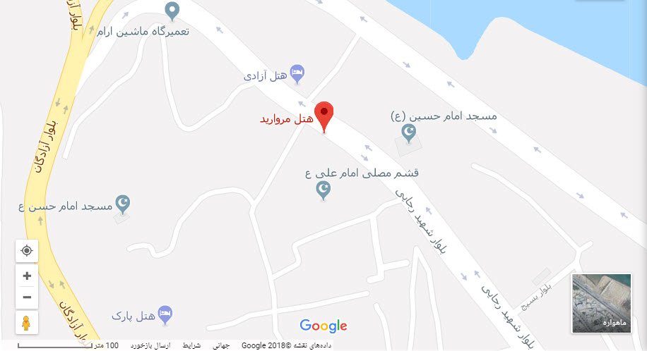 مکان هتل مروارید بر روی نقشه گوگل