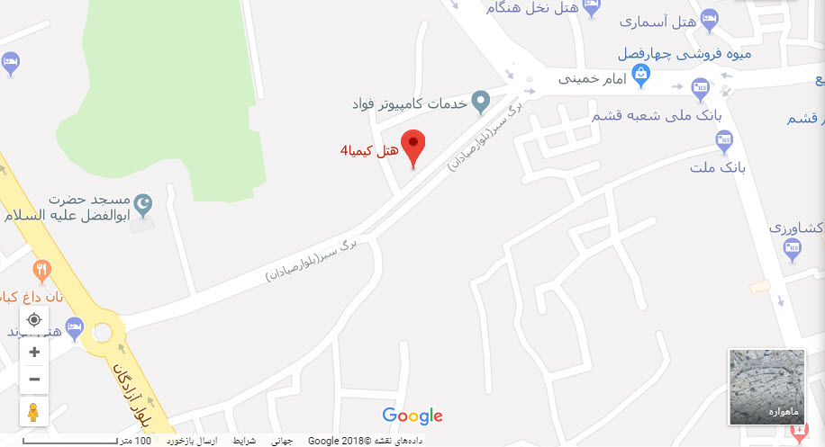 مکان هتل کیمیا 4 بر روی نقشه گوگل