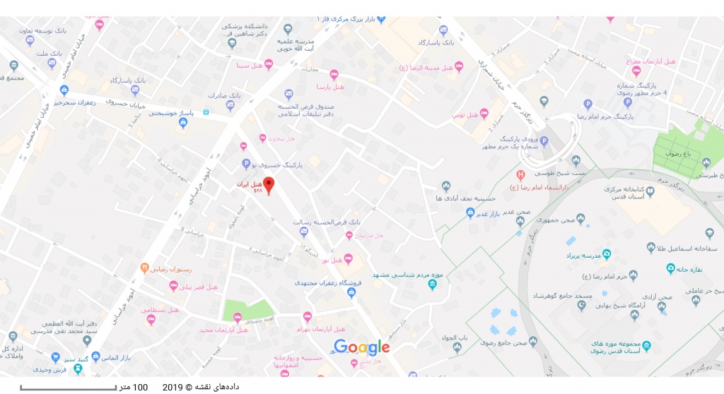 مکان هتل ایران بر روی نقشه گوگل