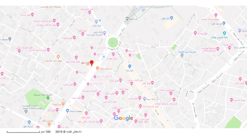 مکان هتل جواد بر روی نقشه گوگل