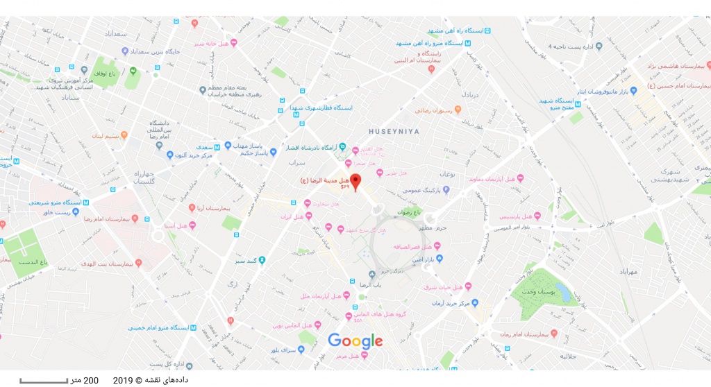 مکان هتل مدینه الرضا بر روی نقشه گوگل