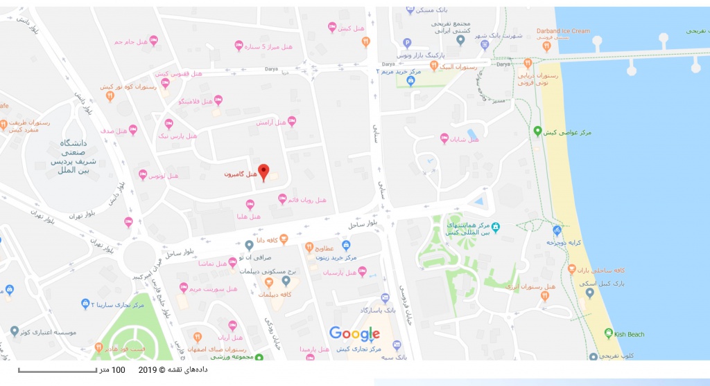 مکان هتل گامبرون بر روی نقشه گوگل