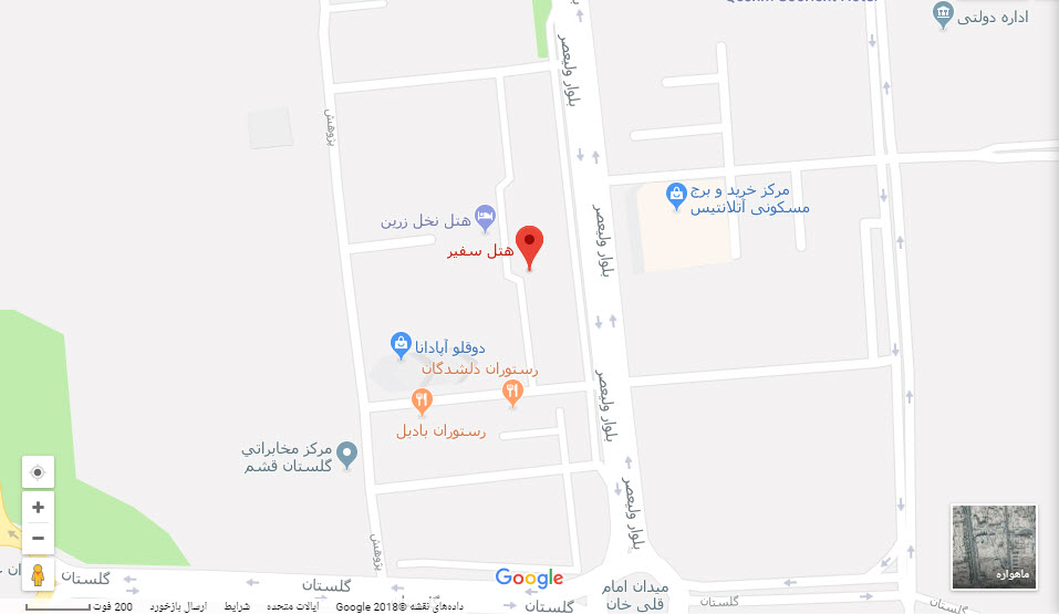 مکان هتل سفیر بر روی نقشه گوگل