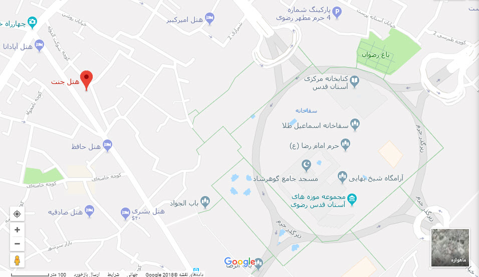 مکان هتل جنت بر  روی نقشه گوگل