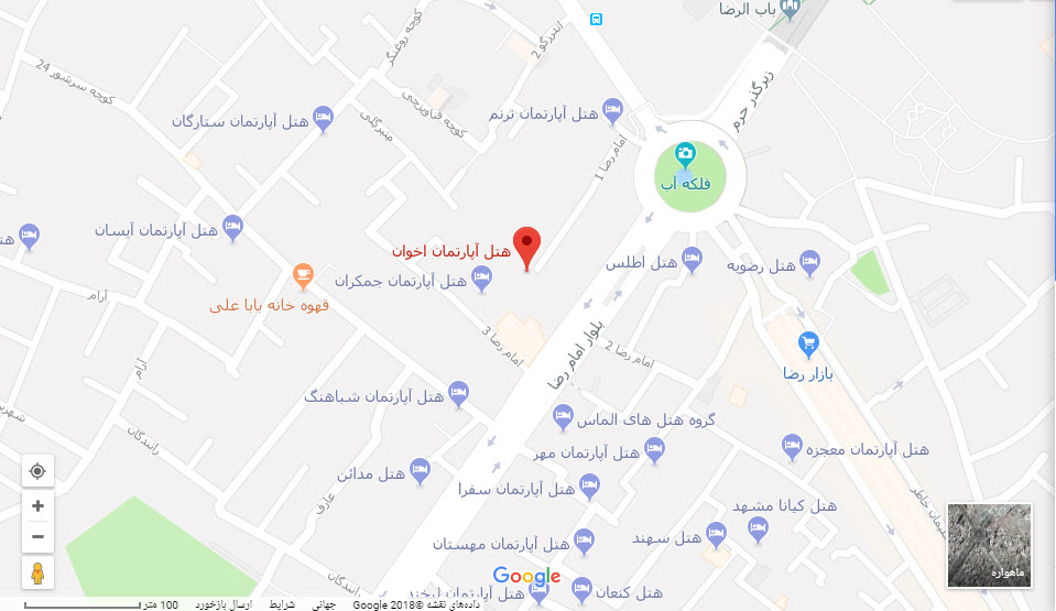 مکان هتل اخوان بر روی نقشه گوگل