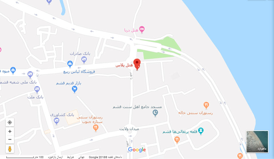 مکان هتل پلاس بر روی نقشه گوگل