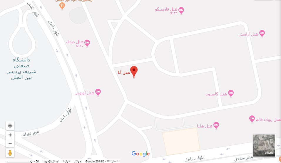 مکان هتل آنا بر روی نقشه گوگل