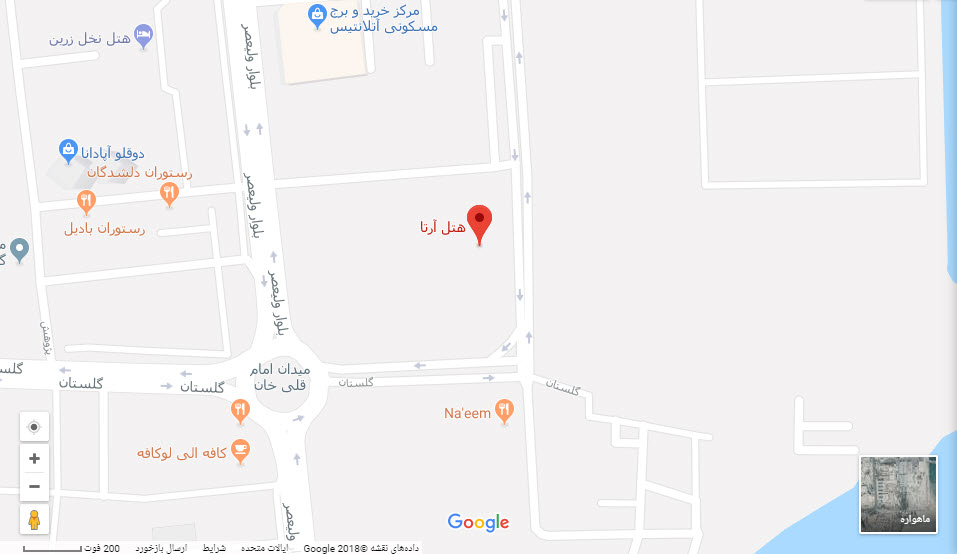 مکان هتل آرتا بر روی نقشه گوگل