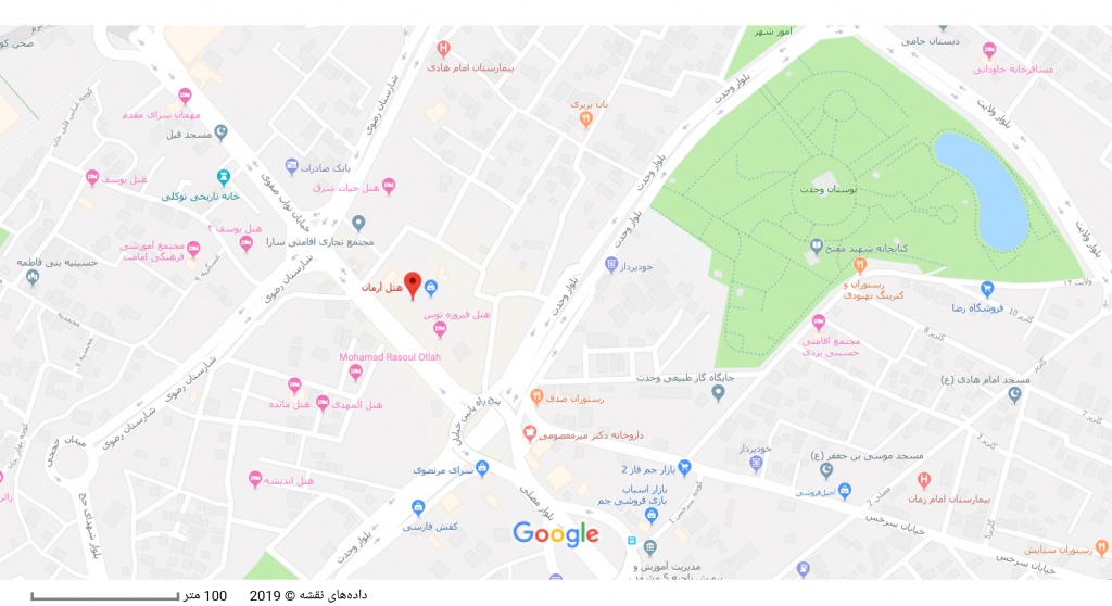 مکان هتل آرمان بر روی نقشه گوگل