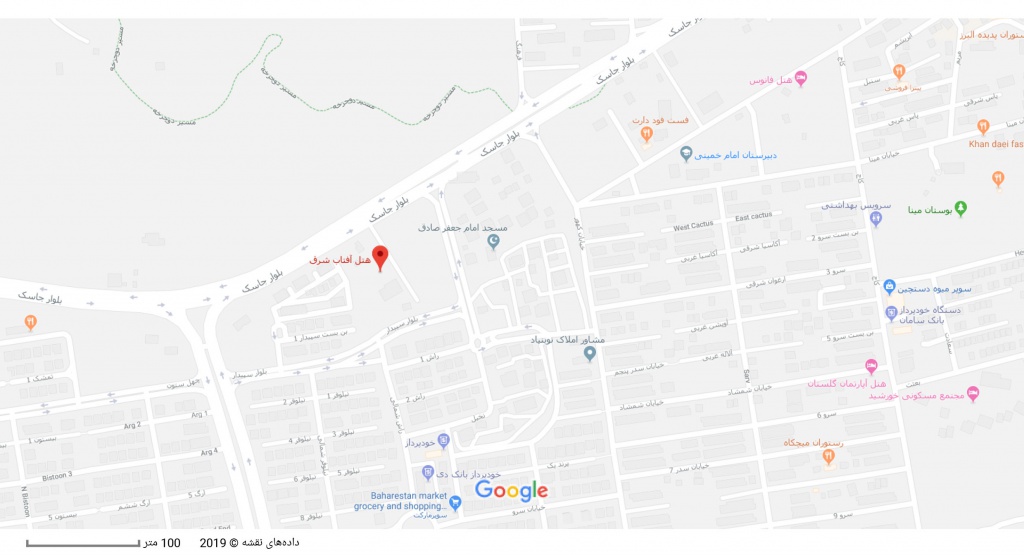 مکان هتل آفتاب شرق بر روی نقشه گوگل