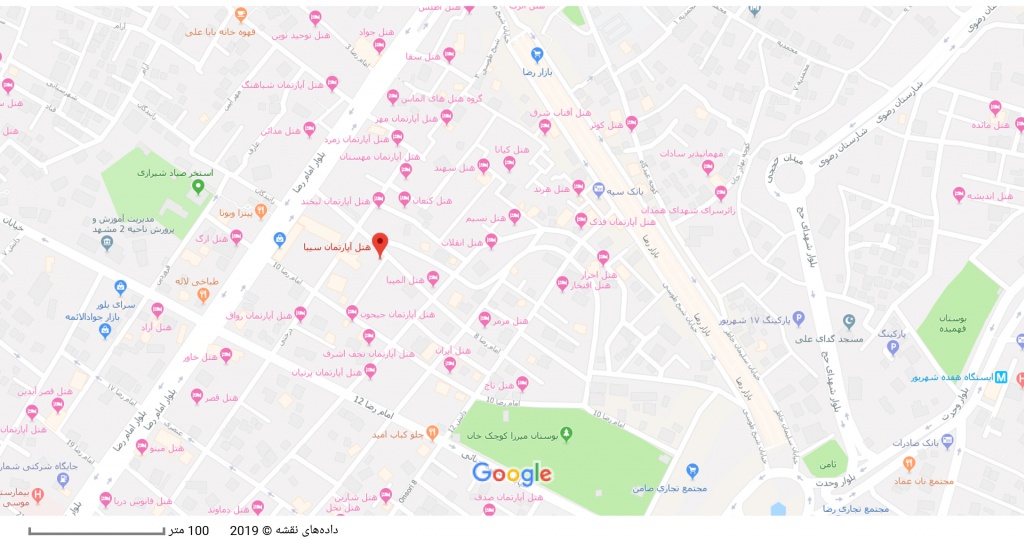مکان هتل سیبا بر روی نقشه گوگل