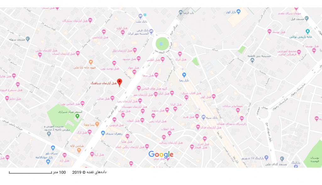 مکان هتل شباهنگ بر روی نقشه گوگل