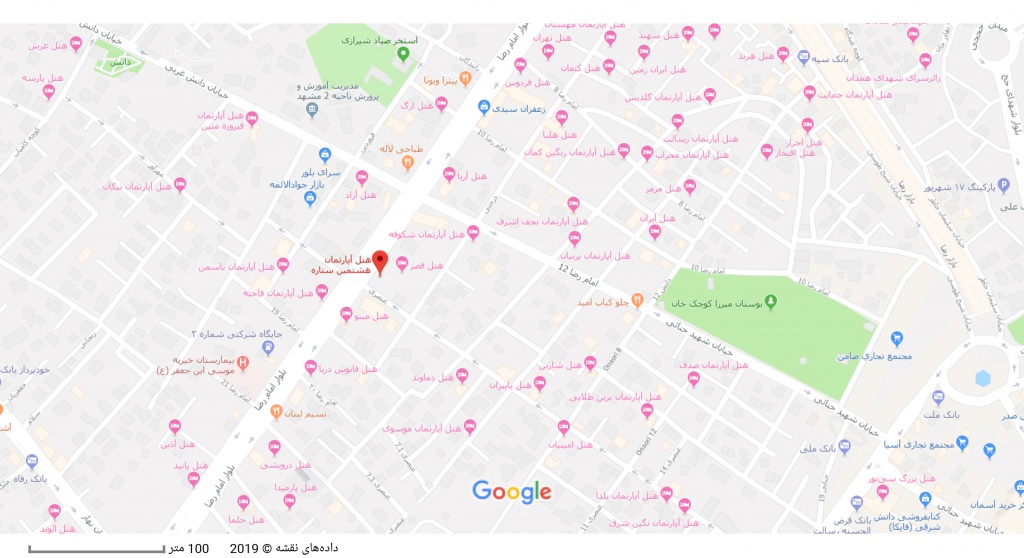 مکان هتل هشتمین اختر بر روی نقشه گوگل