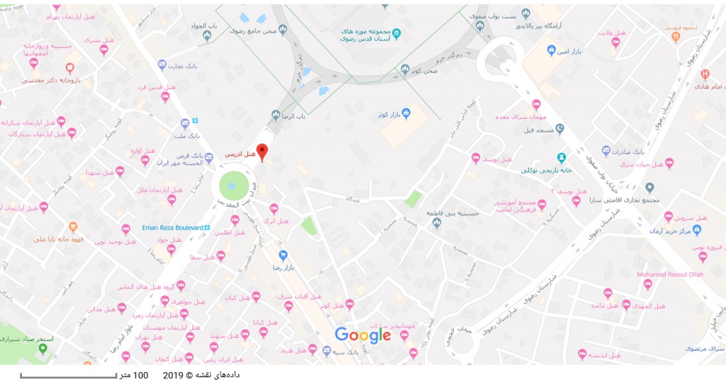 مکان هتل ادریس بر روی نقشه گوگل