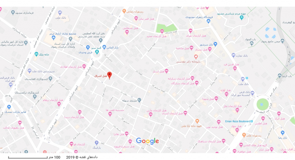 مکان هتل اشراق بر روی نقشه گوگل