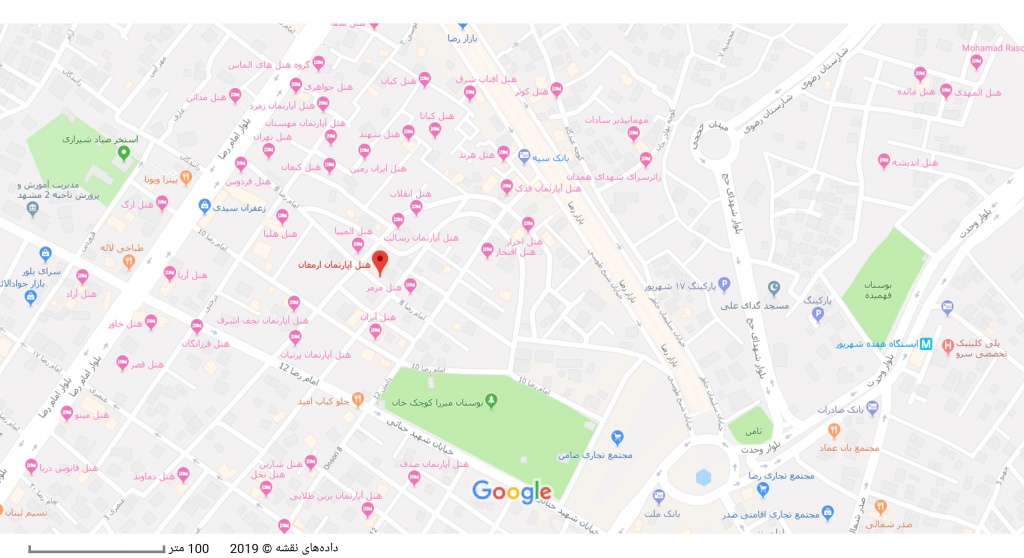 مکان هتل ارمغان بر روی نقشه گوگل