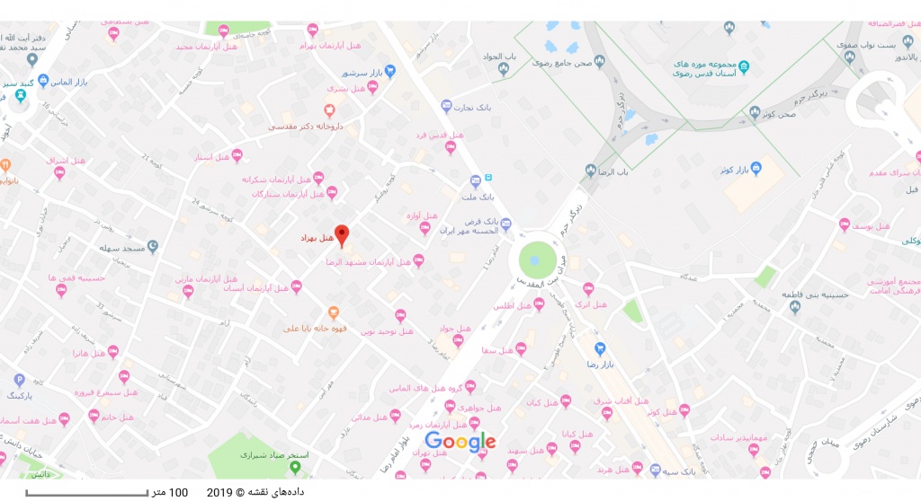 مکان هتل بهزاد بر روی نقشه گوگل