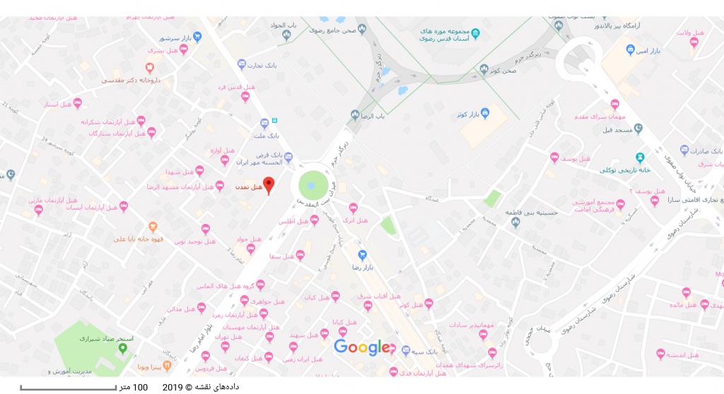 مکان هتل تمدن بر روی نقشه گوگل