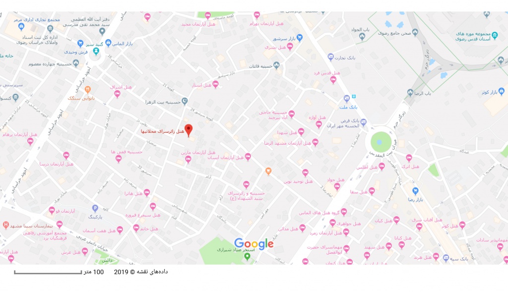 مکان هتل آپارتمان محلات بر روی نقشه گوگل